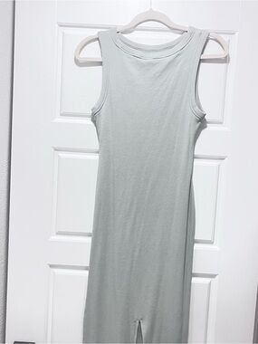 Sleeveless Ribbed Maxi Dress - Sage Green